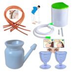 Complete Neti Kriya Yoga Cleansing Kit | Jal Neti Pot Lota, Sutra Neti Rubber Catheter, Eye Wash Cups, Sinus Irrigation System, Nasal Cleanser Set for Pranayama, Sinus Relief & Respiratory Hygiene
