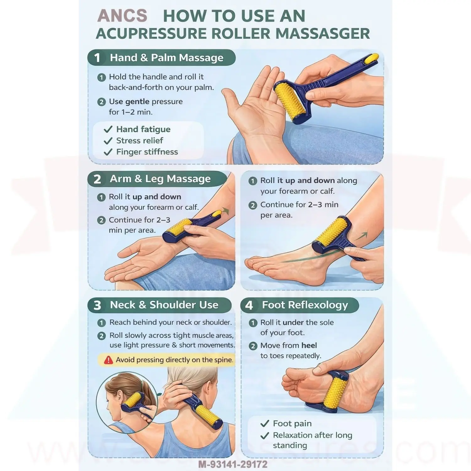 Acupressure Roller Handle Soft Plastic Points - Image 2