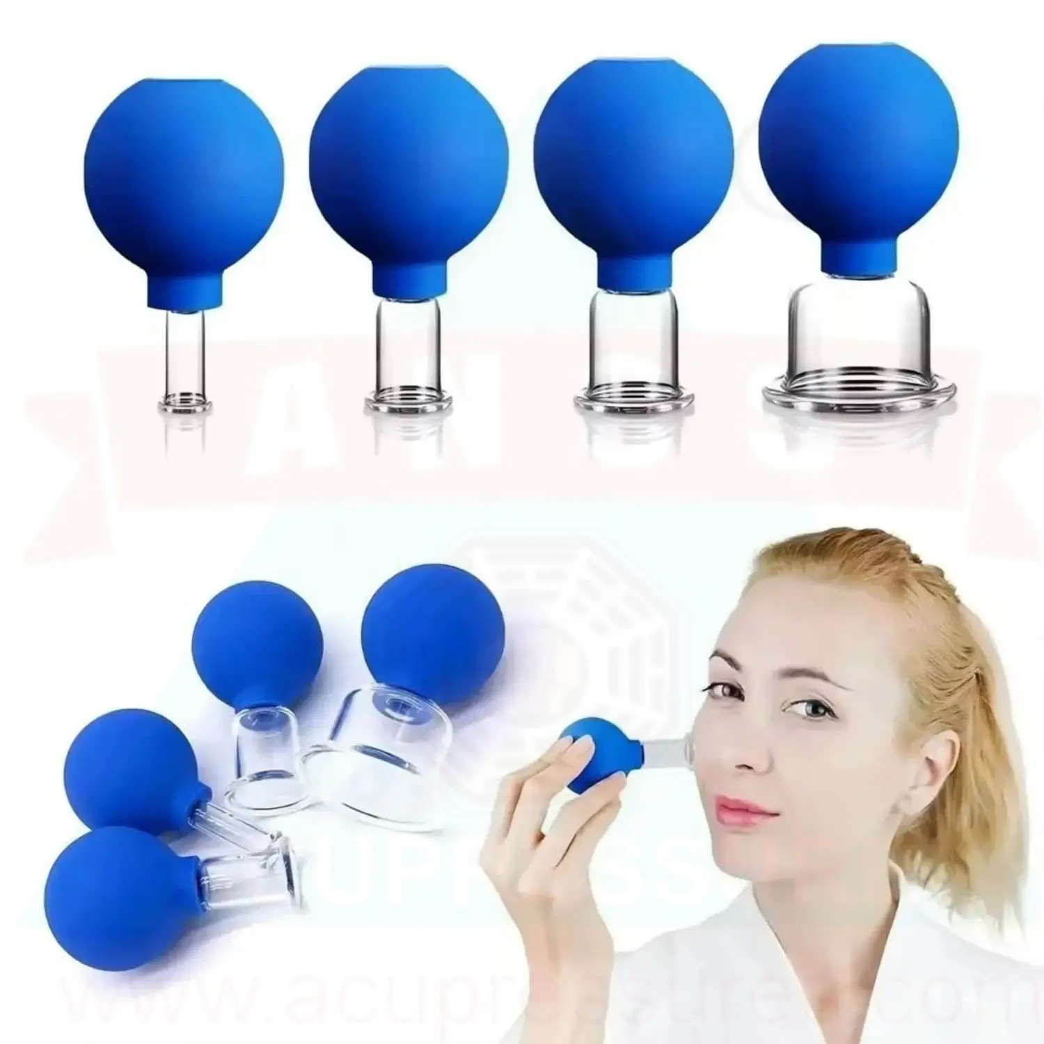 Acupressure 4 PCS Glass Facial Cupping Set Cupping Professional Kit For Anti Cellulite, Anti Wrinkle Instantly Ageless Skin | For Eyes, Face - Image 1