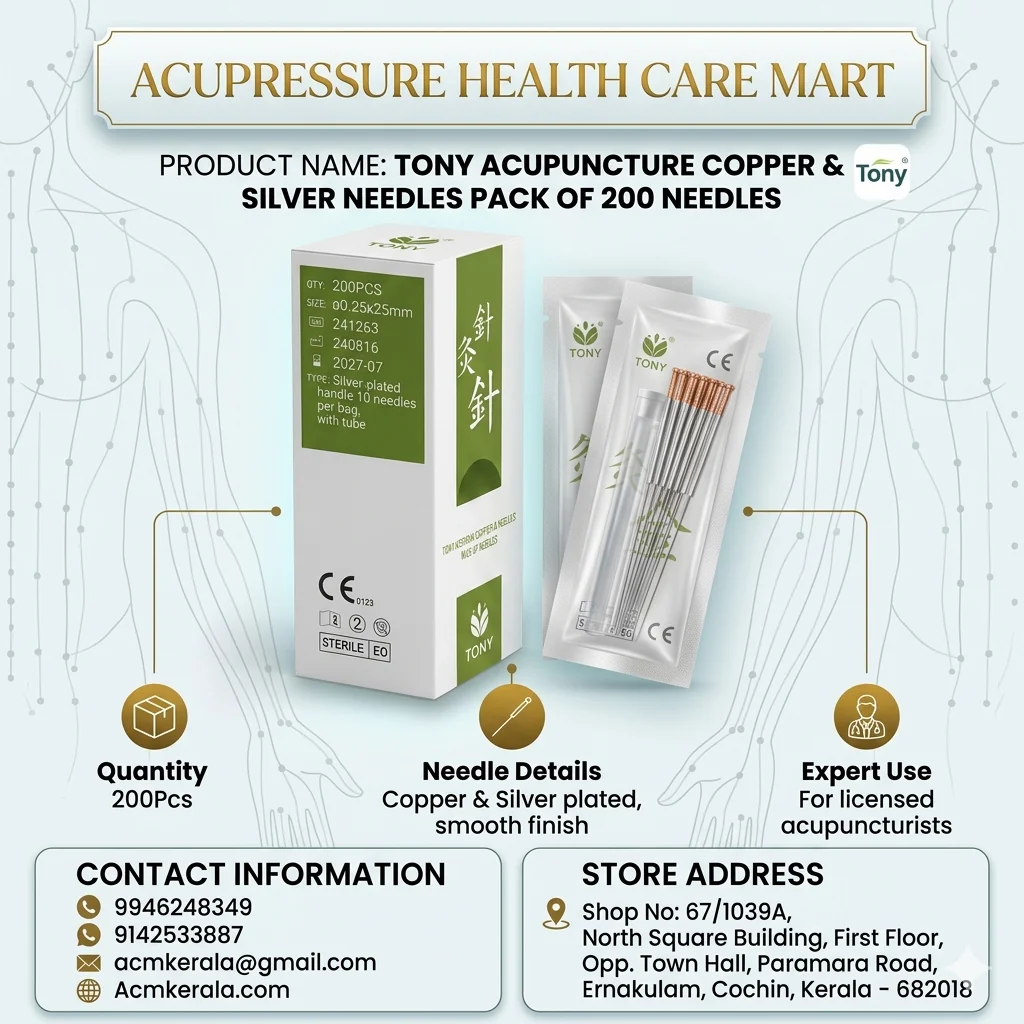 Tony Sterile Acupuncture Needles for single use Silver & Copper Pack Of 200 Needles - Image 1