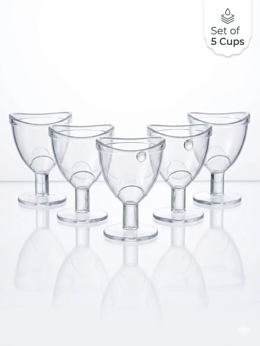 Eye Wash Cup, Crystal Transparent, Medical Grade Material, BPA-Free, Ergonomic Design, Set of 5 - Image 2