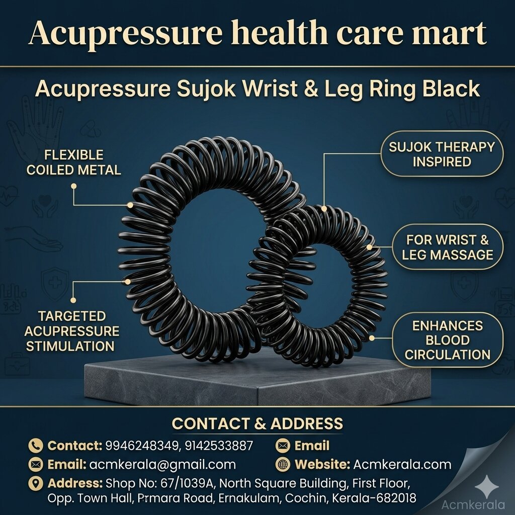 sujok ring black wrist & Leg Sujok Wrist & Leg Massage Ring - Black Set of 2 Pcs - Image 1